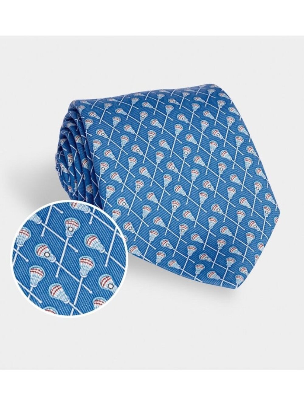Vineyard Vines Silk Tie Mens Blue Lacrosse Sticks Pattern Handmade USA Preppy